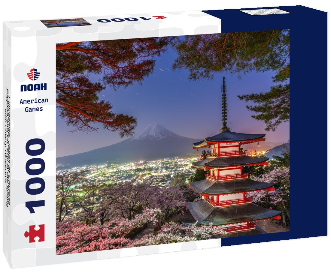 Noah Jigsaw Puzzle Fujiyoshida, Japan at Chureito Pagoda and Mt. Fuji in the spring with cherry blossoms 1000 pieces