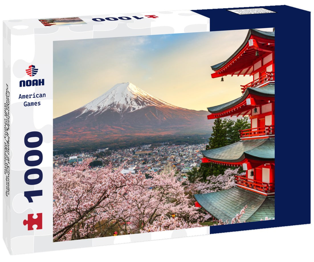 Noah Jigsaw Puzzle Fujiyoshida, Japan at Chureito Pagoda and Mt. Fuji in the spring with cherry blossoms 1000 pieces