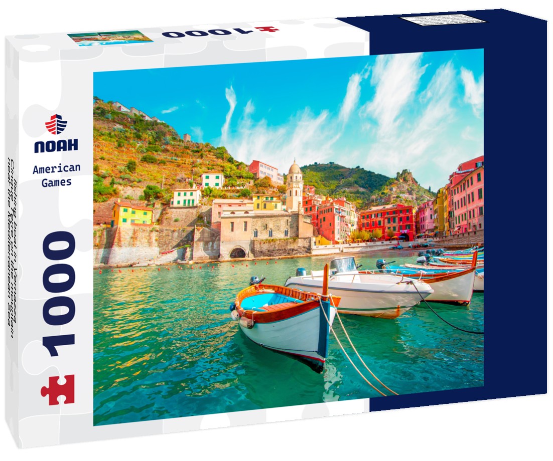 Noah Jigsaw Puzzle fishing boat in Vernazza - Cinque Terre on the mountain near the Mediterranean Sea in Liguria - Italy 1000 pieces