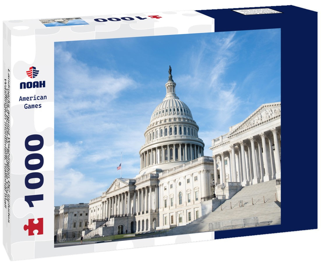 Noah Jigsaw Puzzle Landmarks around Washington DC includes Capitol Building, Supreme Court, Washington monument, national mall 1000 pieces