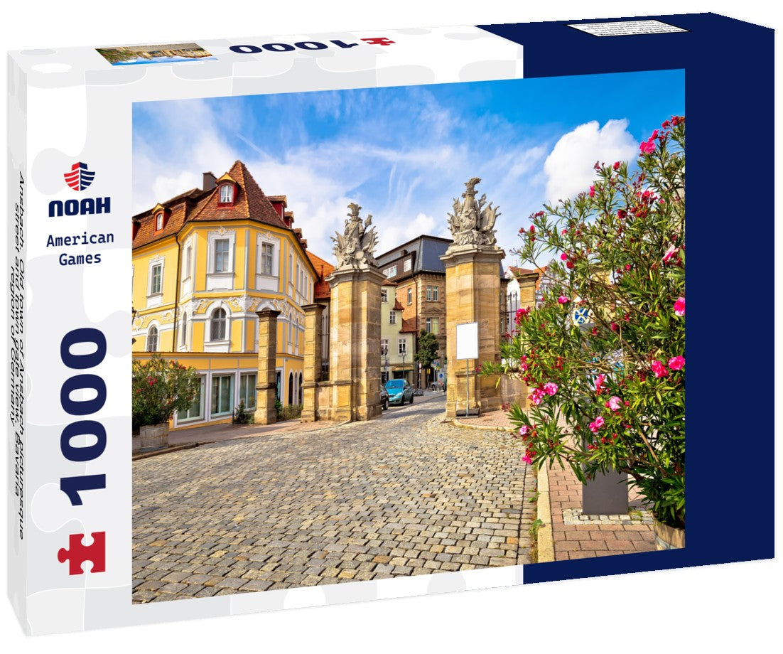 Noah Jigsaw Puzzle Ansbach. Old town of Ansbach picturesque street and town gate view, Bavaria region of Germany 1000 pieces