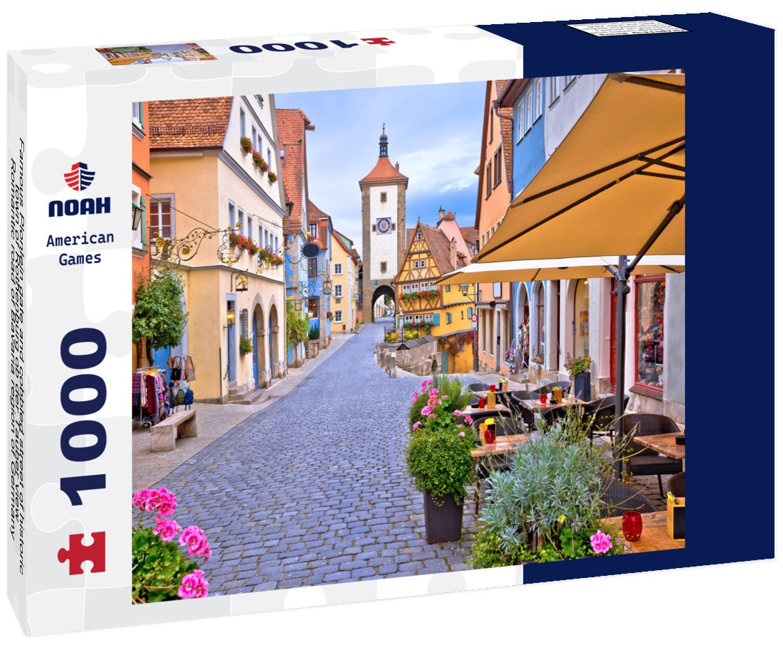 Noah Jigsaw Puzzle Famous Plonlein gate and cobbled street of historic town of Rothenburg ob der Tauber view, Romantic road of Bavaria region of Germany 1000 pieces
