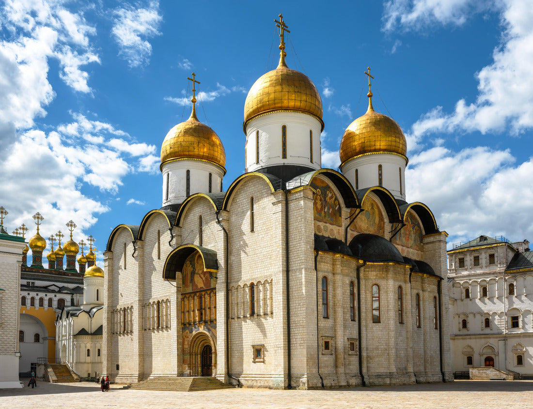 Noah Jigsaw Puzzle Dormition Cathedral (Assumption) inside Moscow Kremlin, Russia. It is famous landmark of Moscow. Russian Orthodox cathedral decorated with ancient frescoes. Old church in Moscow center in summer 1000 pieces
