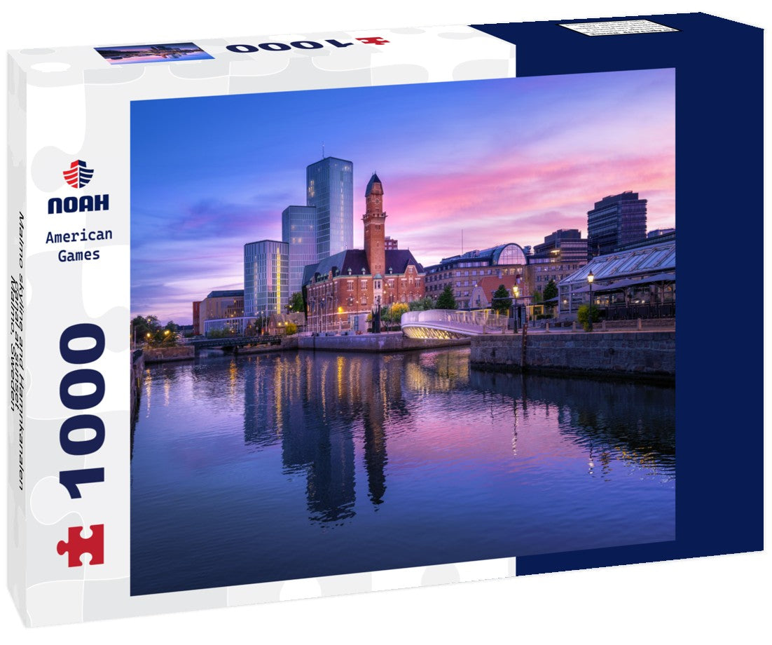 Noah Jigsaw Puzzle Malmo skyline and Hamnkanalen canal at sunset - Malmo, Sweden 1000 pieces