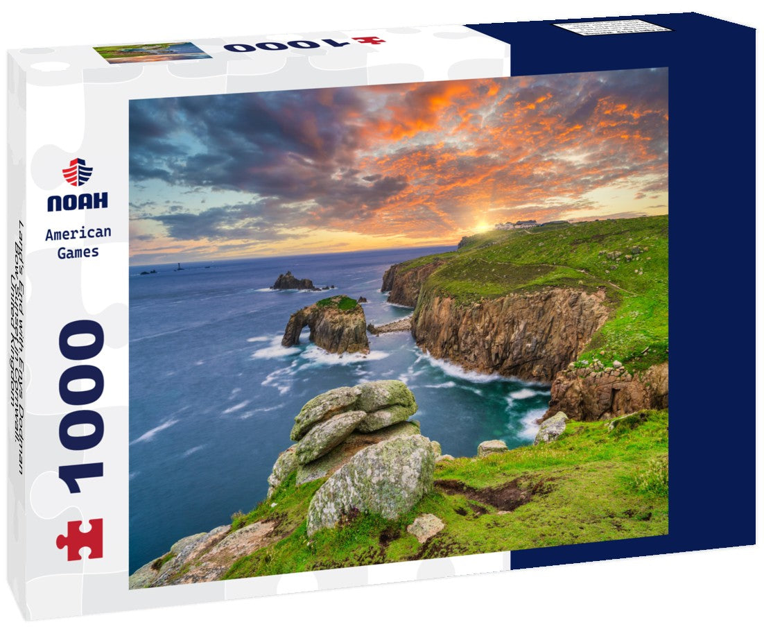 Noah Jigsaw Puzzle Land's End with Enys Dodman Bow Sunset in Cornwall. United Kingdom 1000 pieces