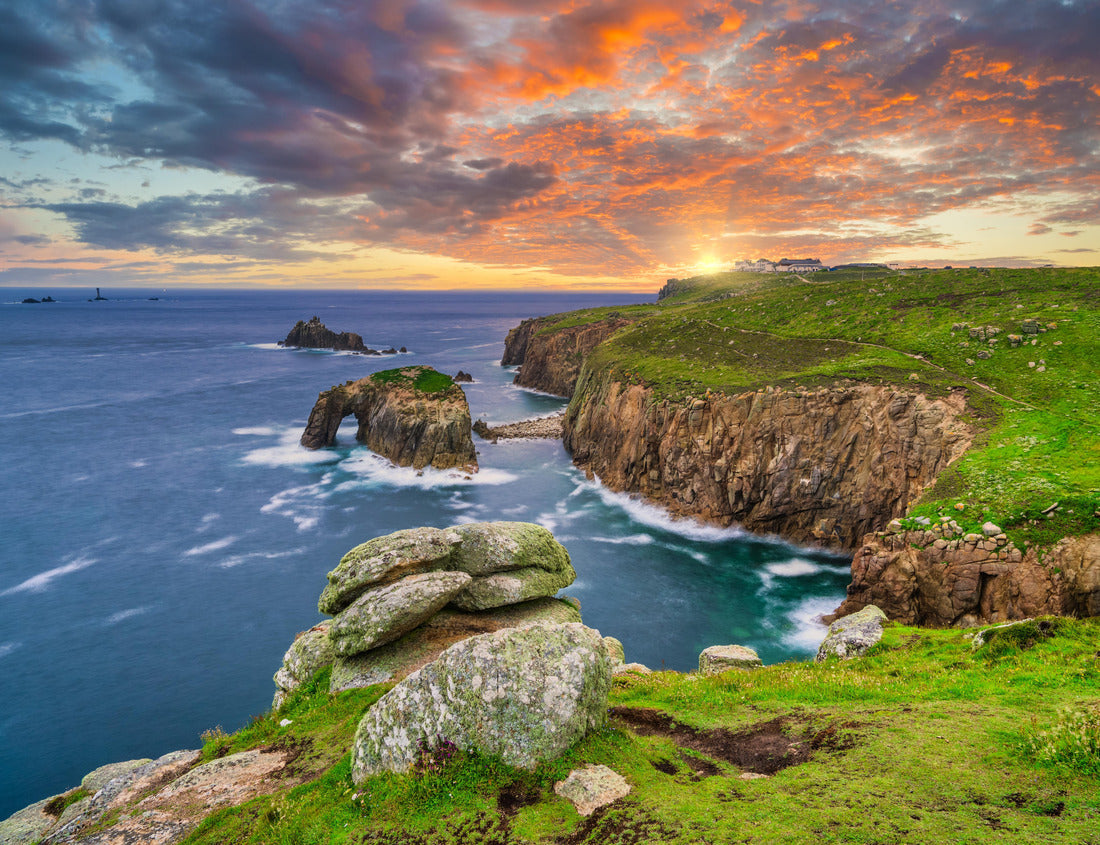 Noah Jigsaw Puzzle Land's End with Enys Dodman Bow Sunset in Cornwall. United Kingdom 1000 pieces