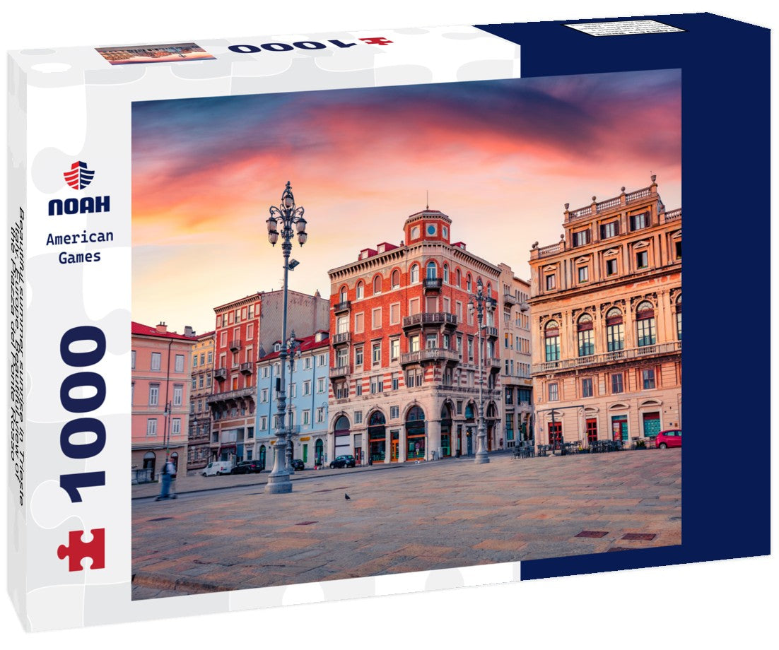 Noah Jigsaw Puzzle Beautiful summer sunrise in Trieste, Italy, Europe. Beautiful view of the Piazza del Ponte Rosso 1000 pieces