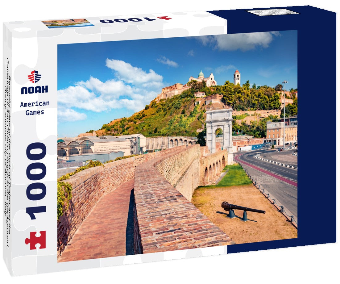 Noah Jigsaw Puzzle Beautiful view of the Arch of Trajan and the Cattedrale di San Ciriaco church in the background. Sunny summer city of Ancona, Italy 1000 pieces