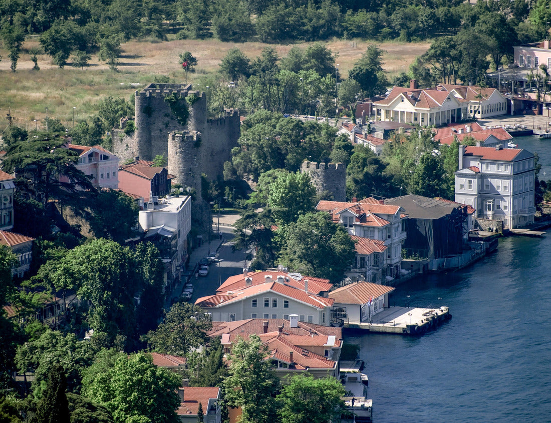 Noah Jigsaw Puzzle Amazing panoramic photo of Anadoluhisari from Fatih Sultan Mehmet bridge with blue Bosphorus water on the front, Istanbul, Turkey 1000 pieces