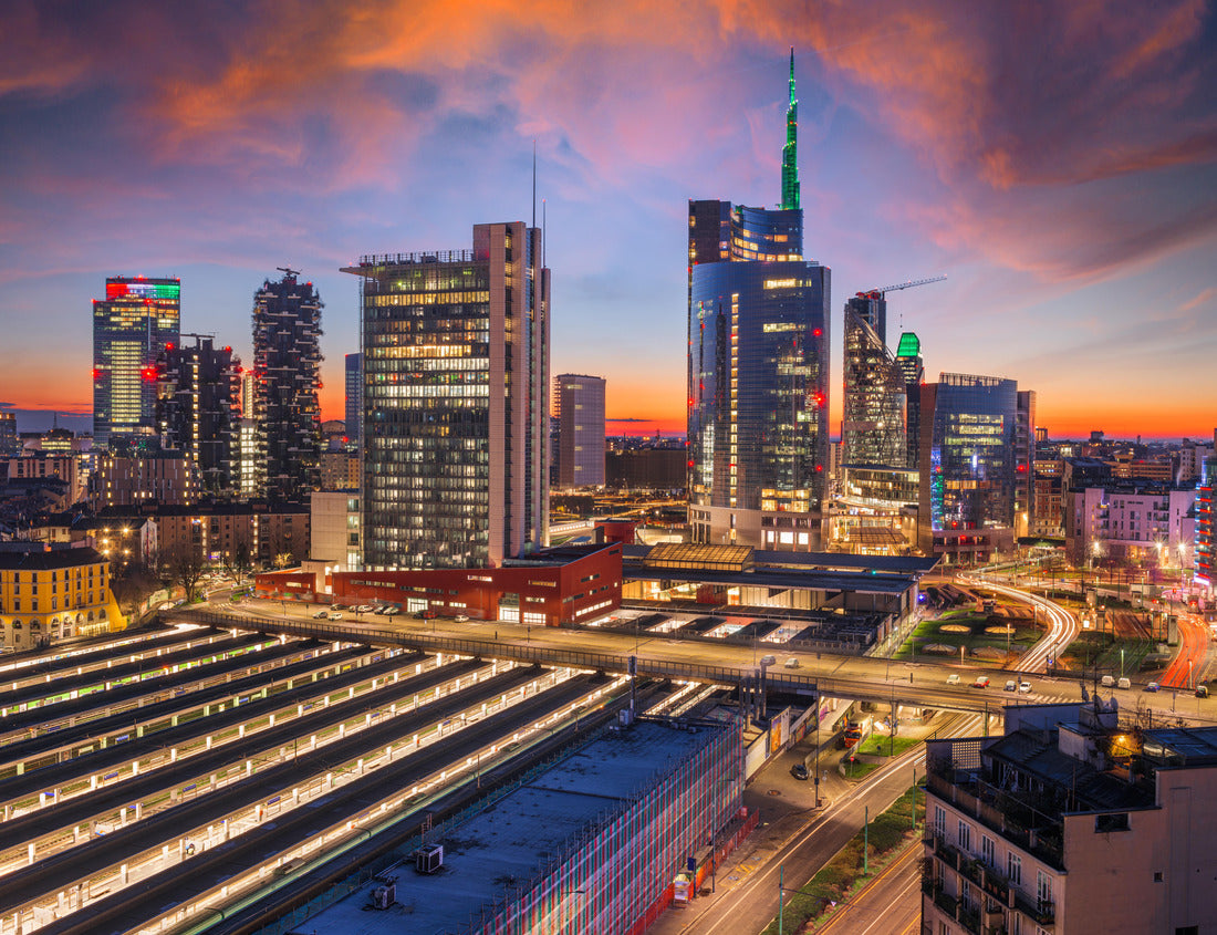 Noah Jigsaw Puzzle Milan, Italy with modern skyscrapers in Porta Nuova at dusk 1000 pieces