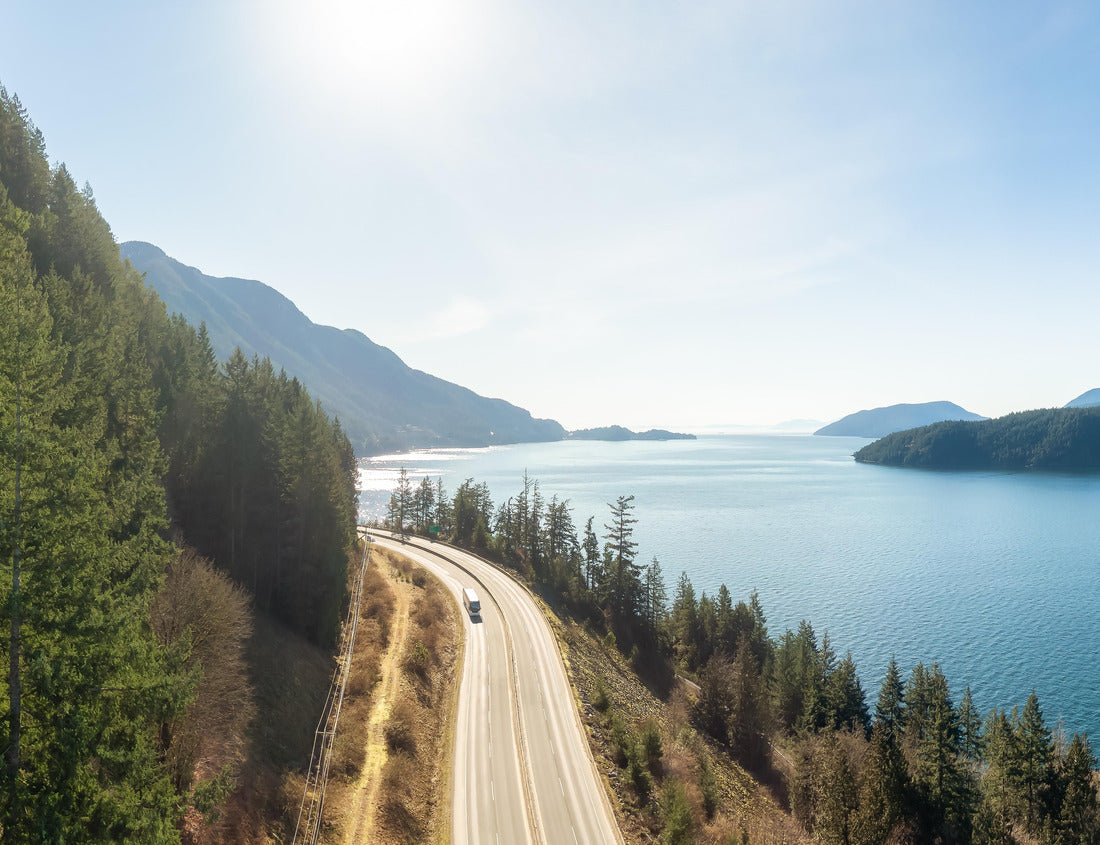 Noah Jigsaw Puzzle Aerial panoramic view of sea to sky highway at the Pacific Ocean west coast. Sunny winter day. In Howe Sound between Vancouver and Squamish, British Columbia, Canada 1000 pieces