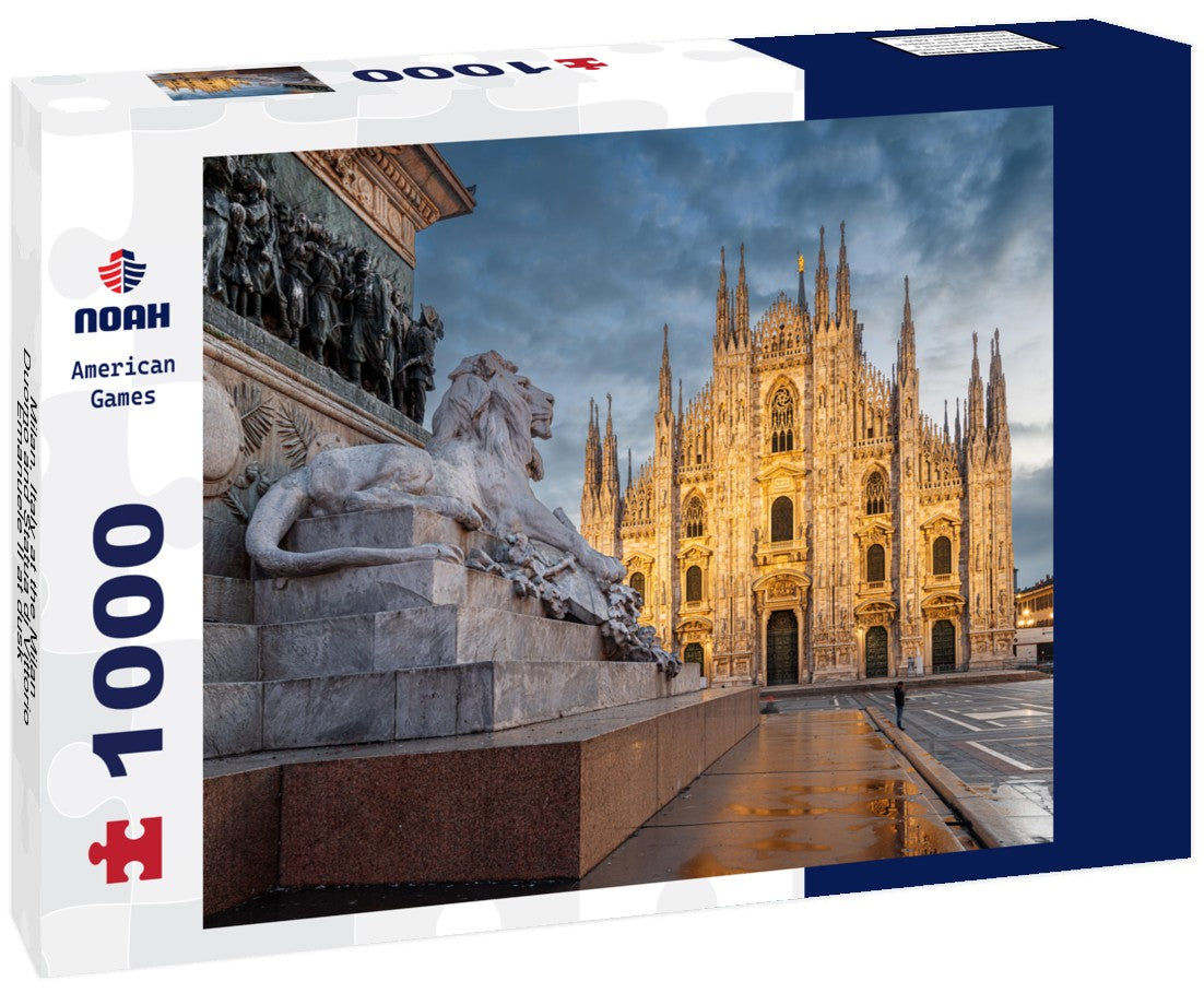 Noah Jigsaw Puzzle Milan, Italy at the Milan Duomo and Statua di Vittorio Emanuele II at dusk 1000 pieces