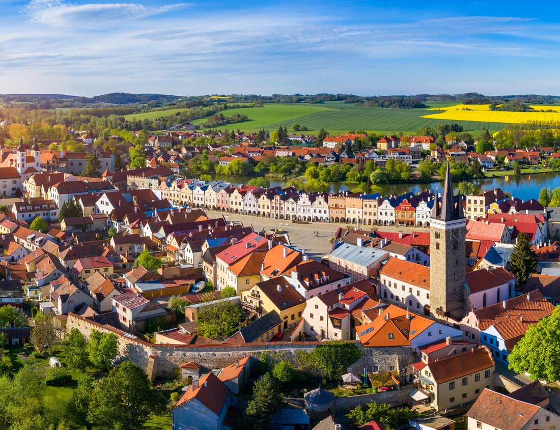 Noah Jigsaw Puzzle Aerial landscape of small Czech town of Telc with famous Main Square (UNESCO World Heritage Site). Aerial panorama of old town Telc, Southern Moravia, Czechia. Historic center of Telc, Czech Republic 1000 pieces