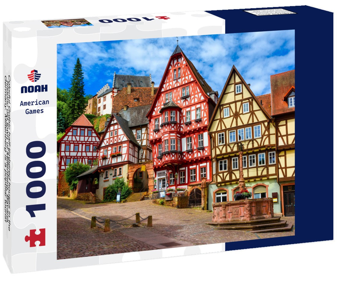 Noah Jigsaw Puzzle Colorful Gothic half-timbered houses in the historic old town of Miltenberg, Bavaria, Germany. Miltenberg is a popular tourist destination near Frankfurt am Main 1000 pieces