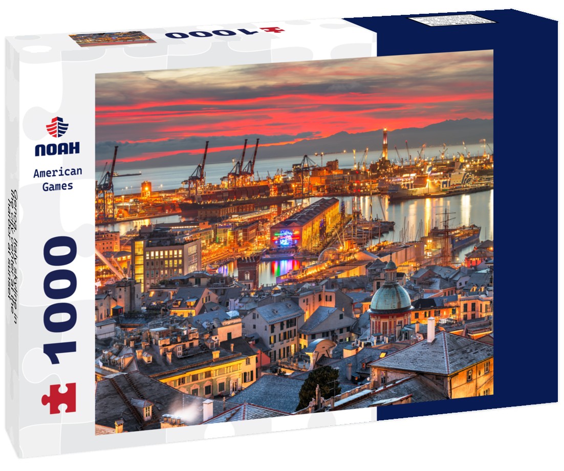 Noah Jigsaw Puzzle Genoa, Italy skyline in the city center at the harbor at sunset 1000 pieces