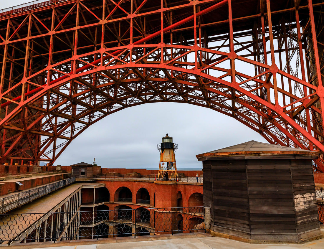 Noah Jigsaw Puzzle Fort Point National Historic Site courtyard and lighthouse with the Golden Gate Bridge support at the entrance to San Francisco Bay, California 1000 pieces