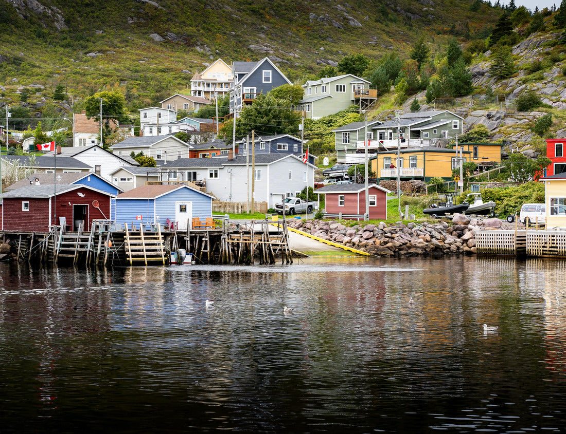 Noah Jigsaw Puzzle Boat-dock scene in a small fishing village in Atlantic Canada at Petty Harbour Newfoundland 1000 pieces