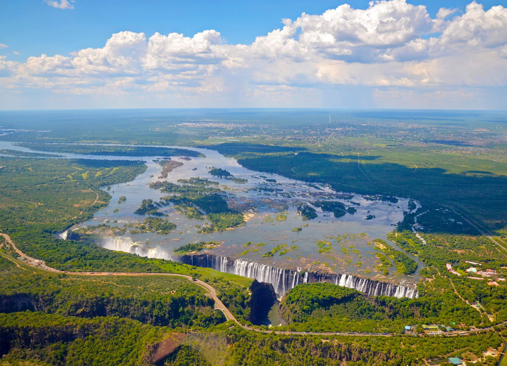 Aerial view of Victoria falls, Zambia, Zimbabwe, Africa