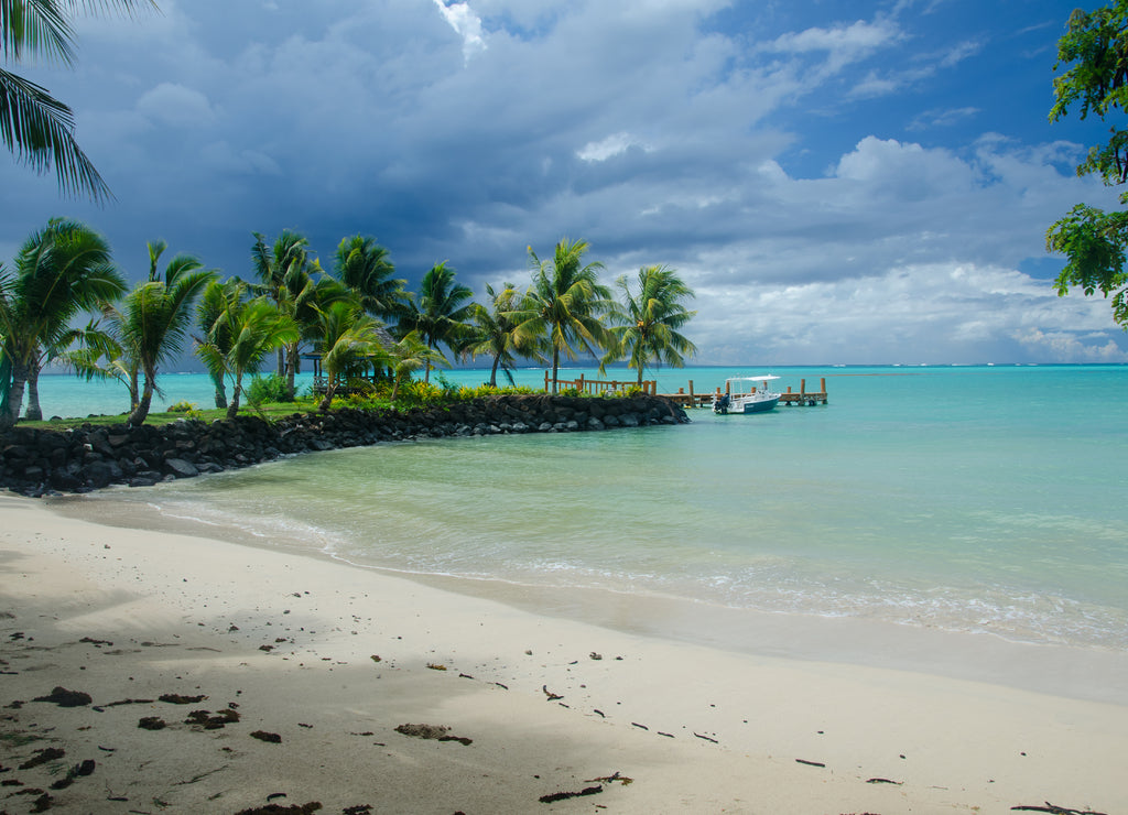 Calm Pacific Ocean from the idyllic Upolu Island in Samoa, Oceania