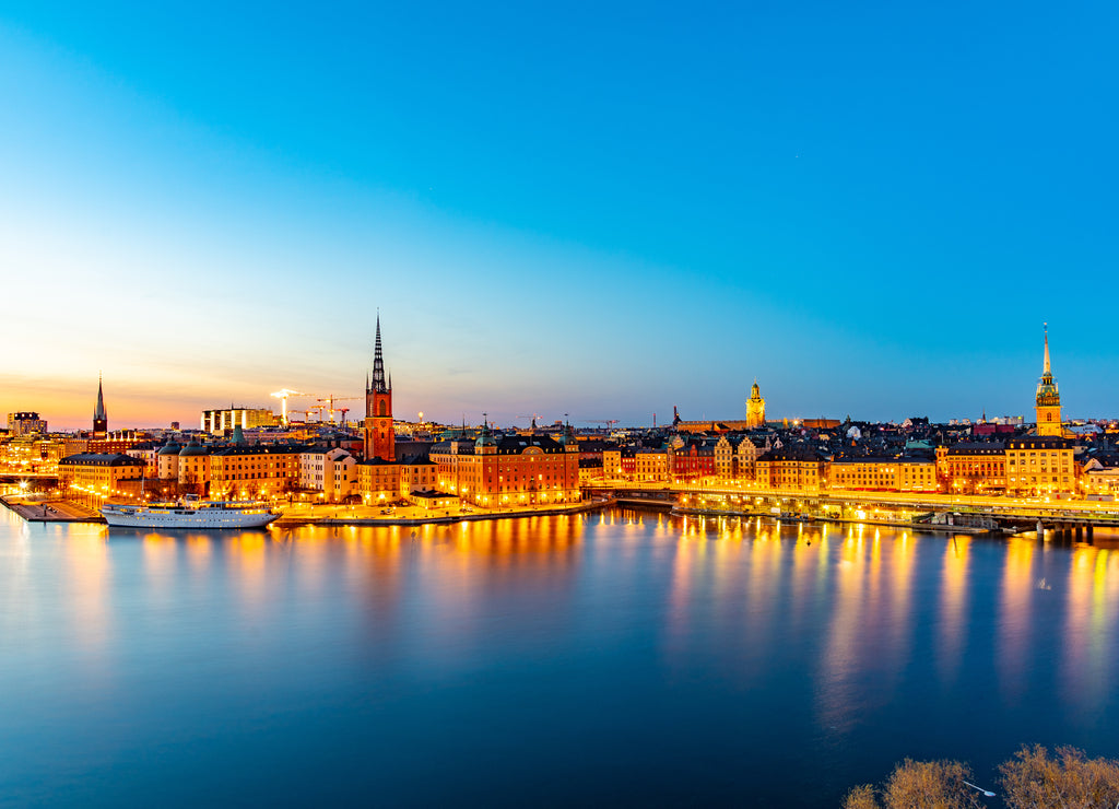 Sunset view of Gamla stan in Stockholm from Sodermalm island, Sweden