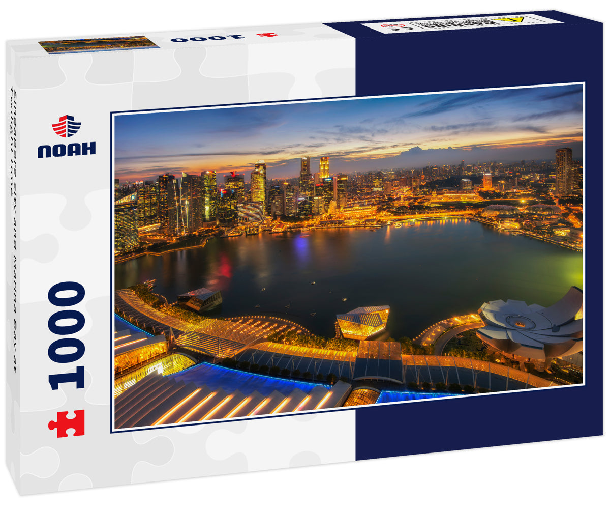 Singapore city and Marina Bay at Twilight time