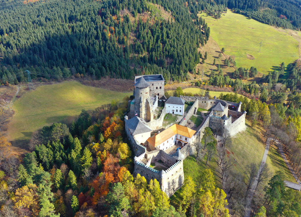 Aerial view of castle in Stara Lubovna in Slovakia