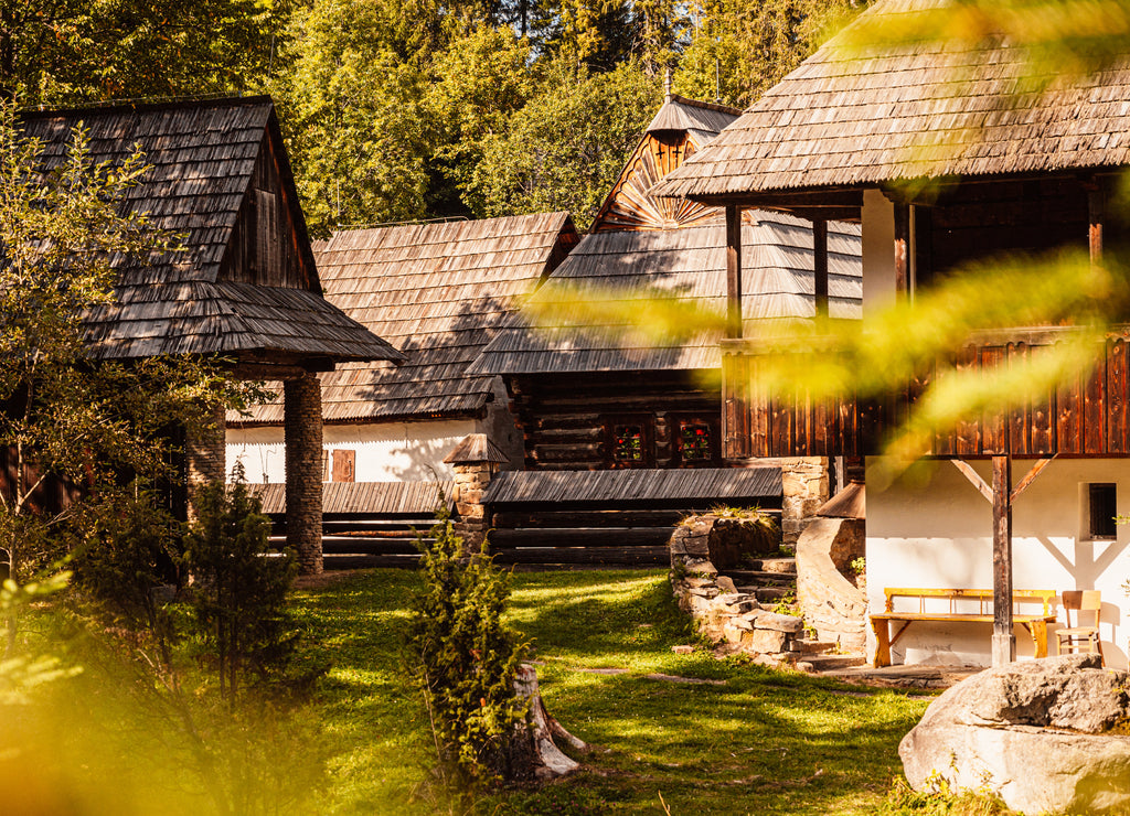Orava village museum, Zuberec , Slovakia. Village of folk architecture in the natural environment
