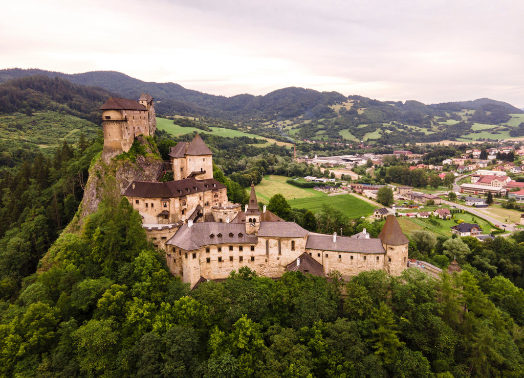 Aerial view of orava castle. in Oravsky Podzamok in Slovakia. Orava region