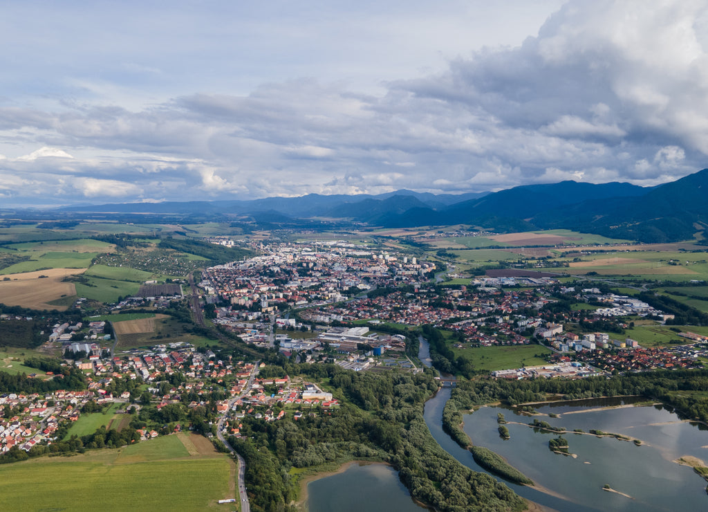 Aerial view of the town of Liptovsky Mikulas in Slovakia