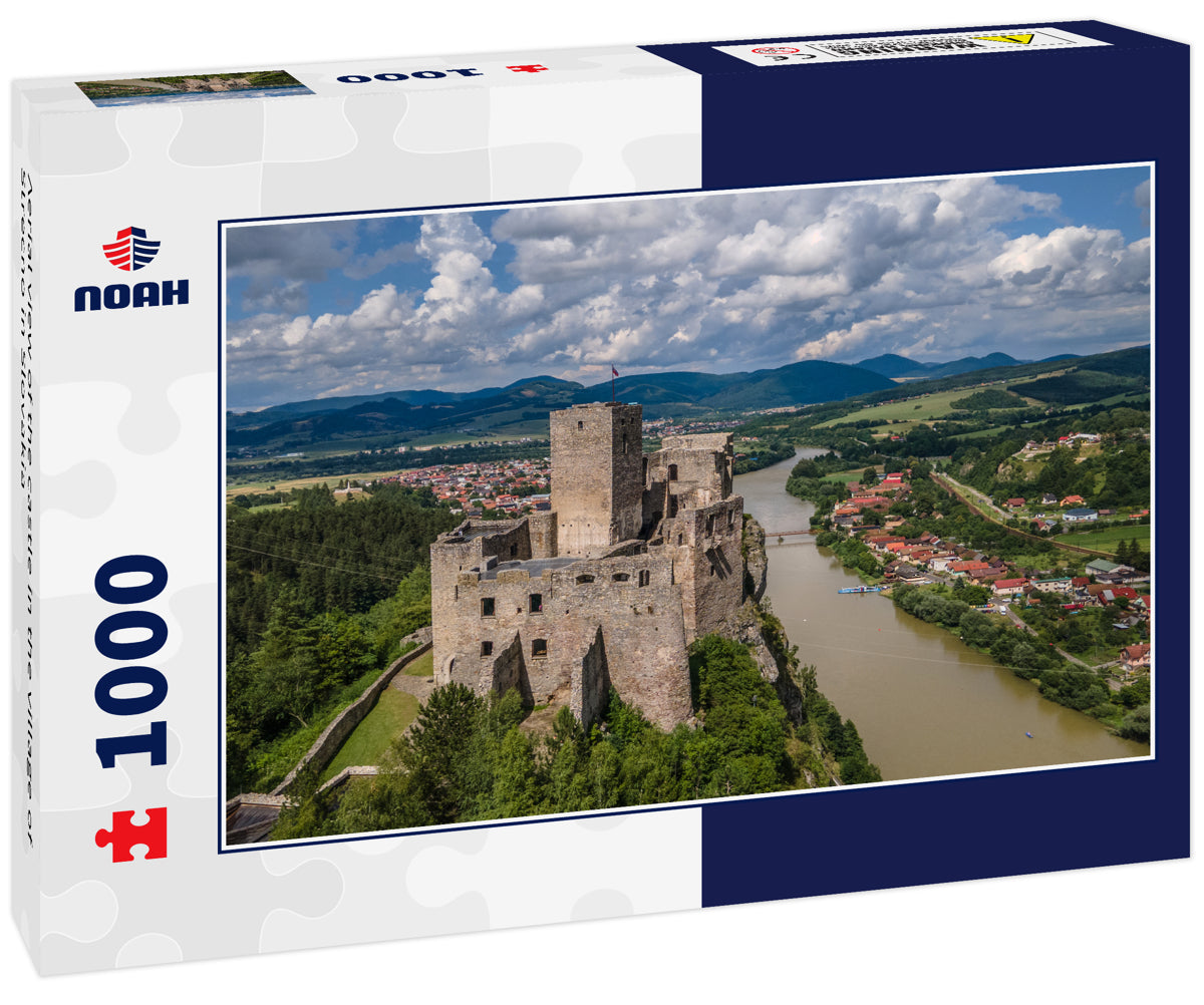 Aerial view of the castle in the village of Strecno in Slovakia