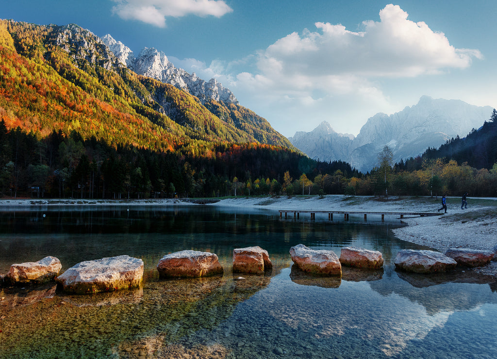 Amazing nature Landscape in Julian Alps during sunset. Lake Jasna near Kranjska Gora, Slovenia