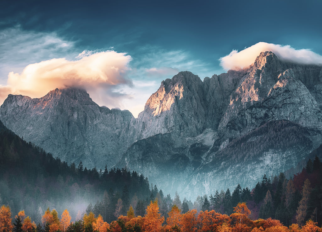 Triglav mountain peak at sunrise Slovenia