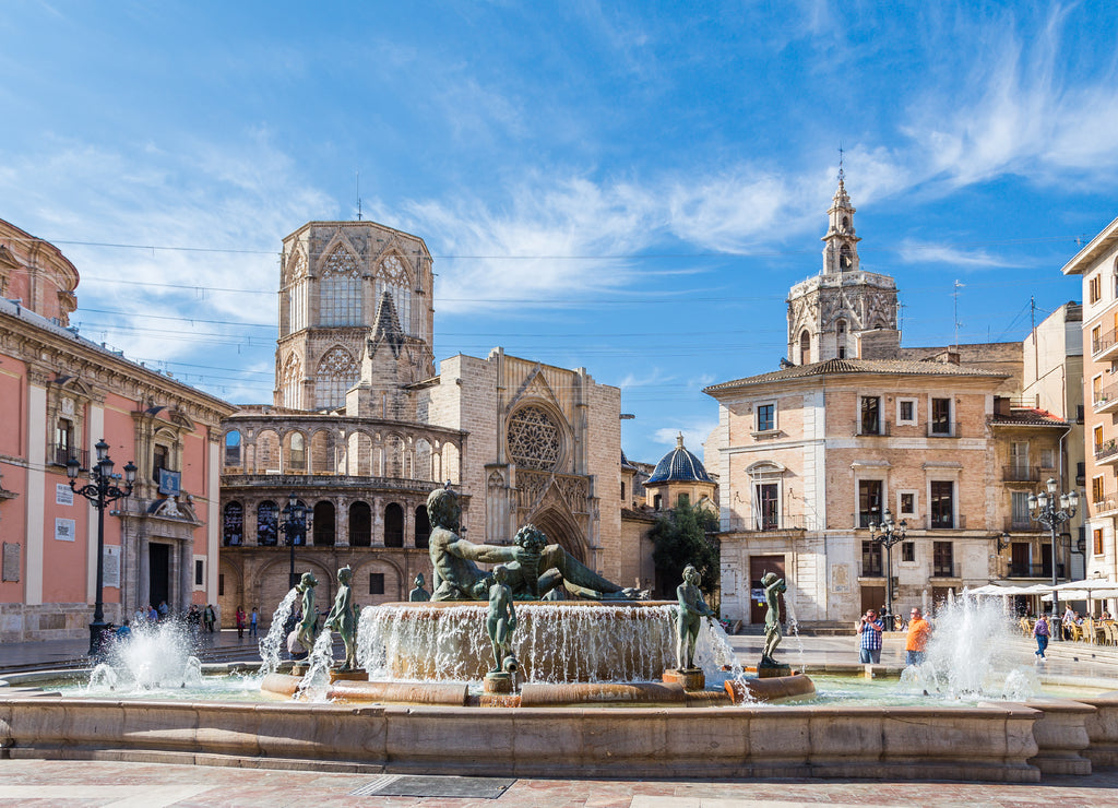 Views of the different buildings and streets of the city of Valencia, Spain