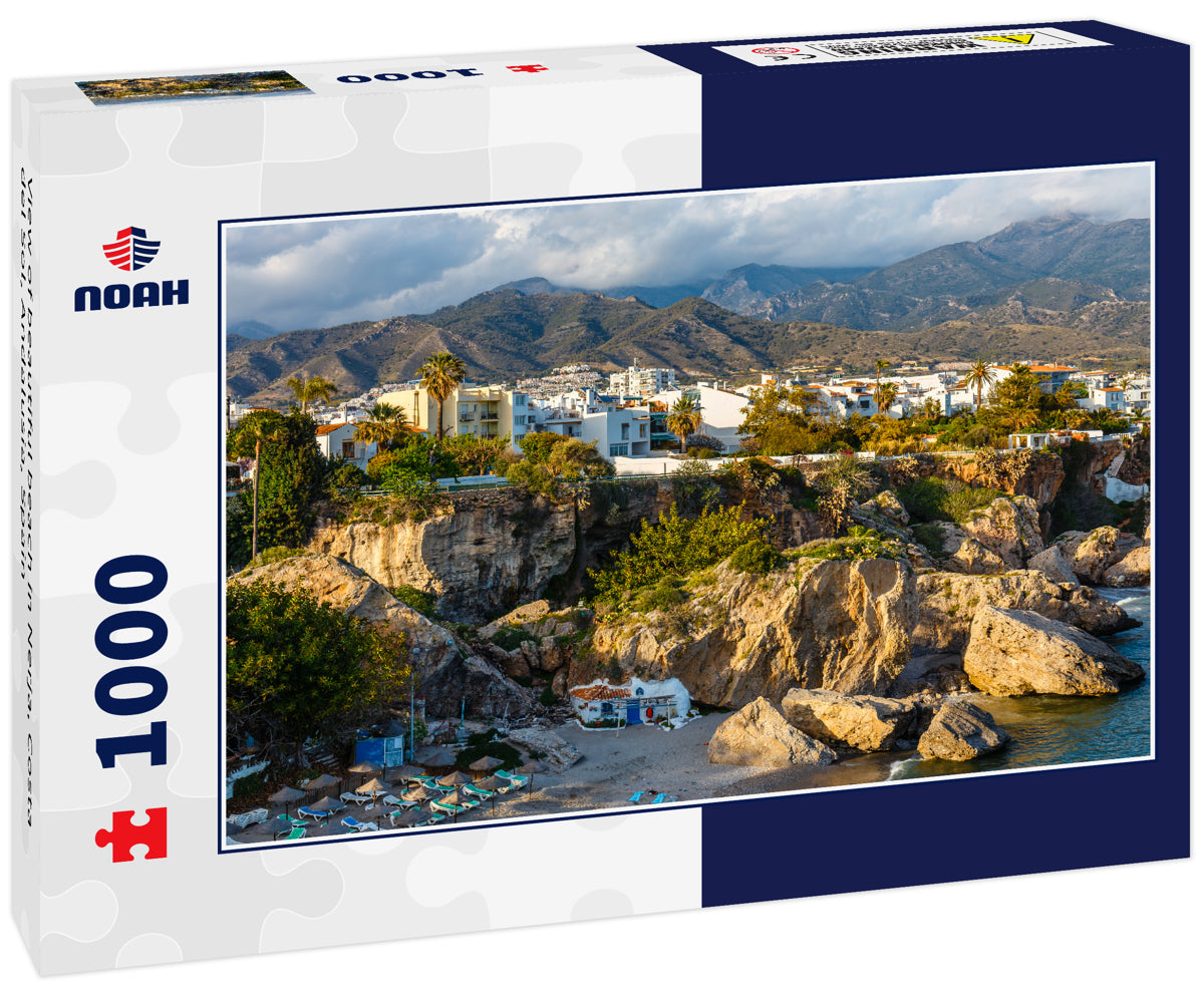 View of beautiful beach in Nerja, Costa del Sol, Andalusia, Spain