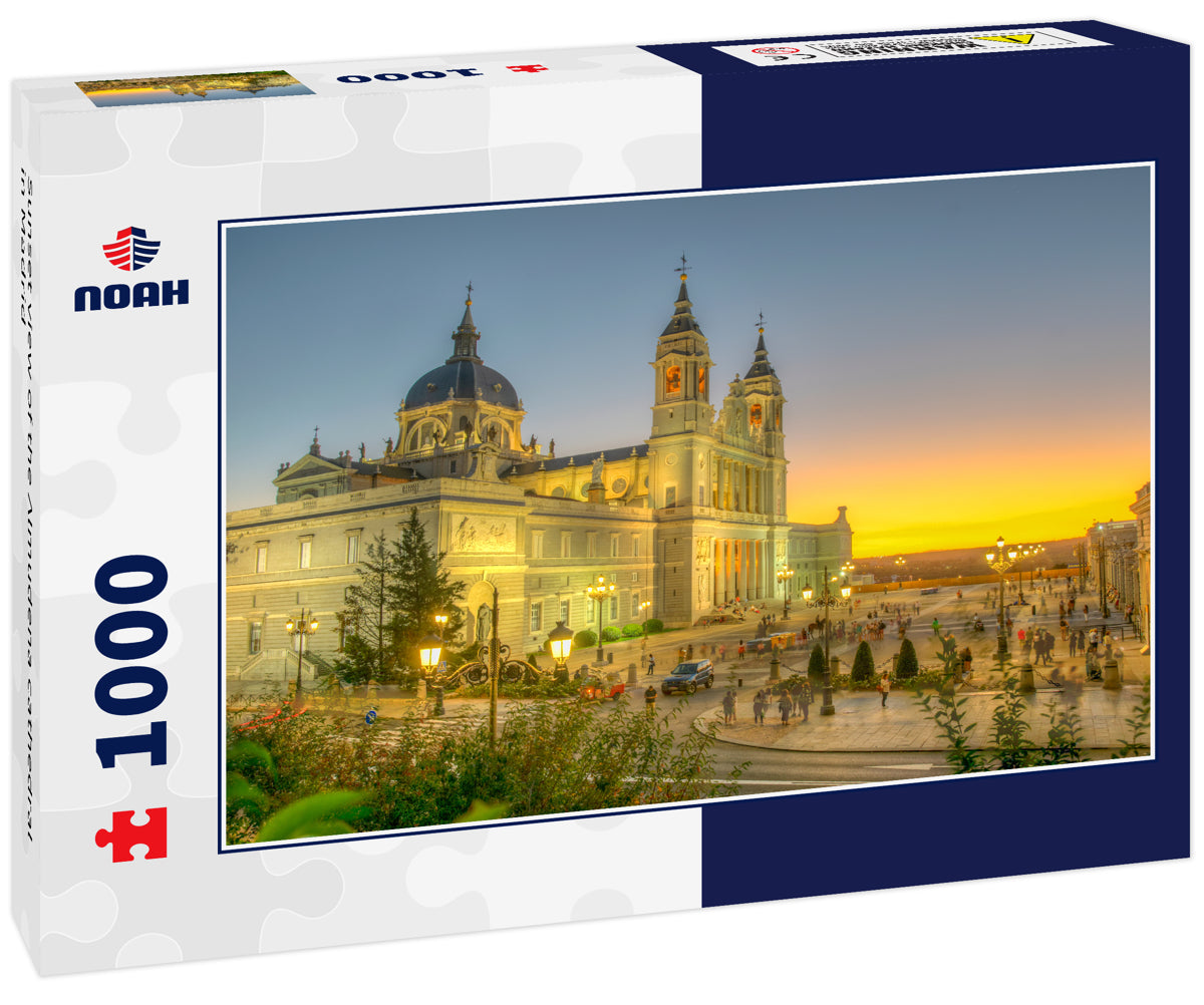 Sunset view of the Almudena cathedral in Madrid