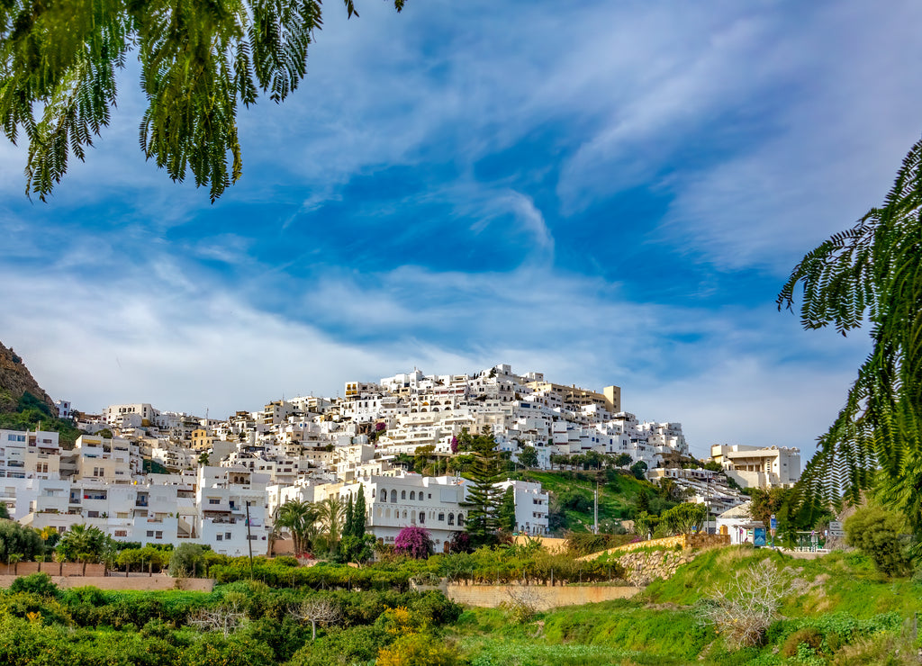 Charming view of the white town Mojacar, in Spain