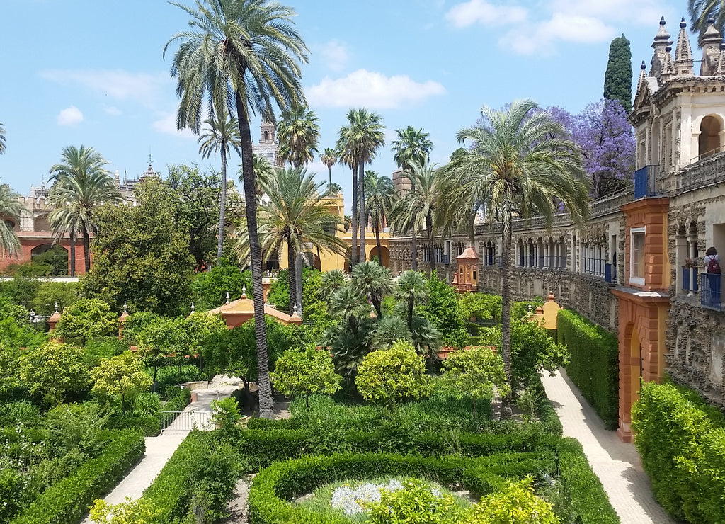 Lush manicured gardens of the Alcazar Moorish castle