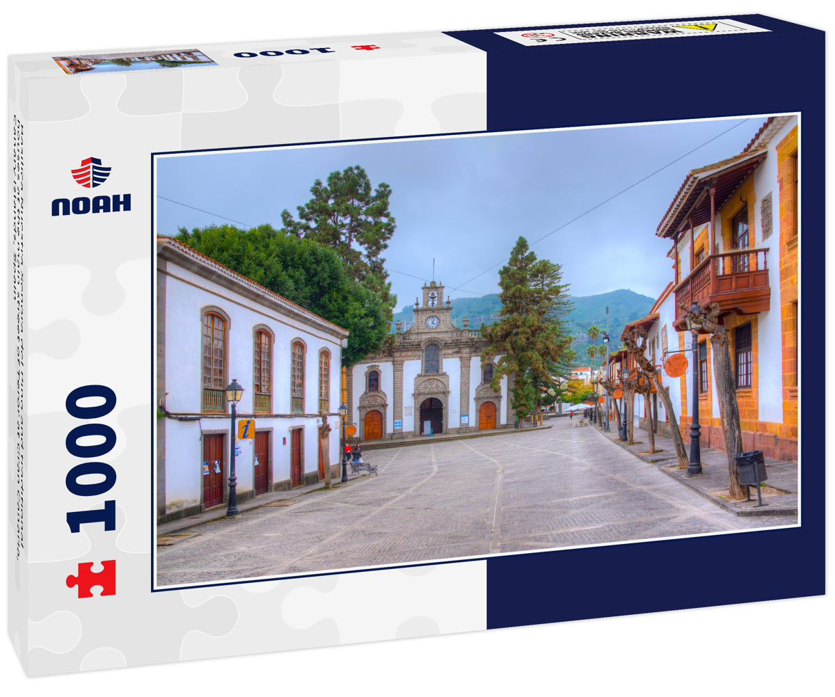 Basilica Nuestra Senora del Pino and traditional houses at the main street of Teror at Gran Canaria, Canary islands, Spain