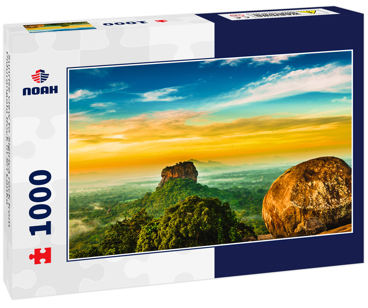 Sunrise view to Sigiriya rock from Pidurangala Rock in Sri Lanka