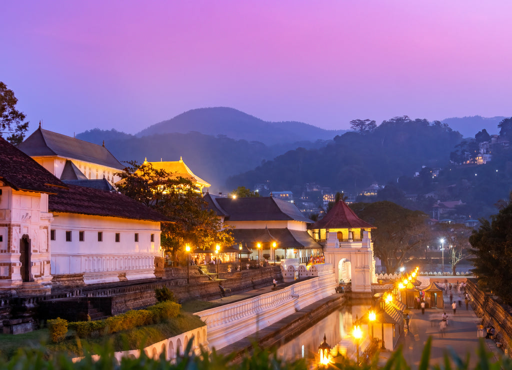 Temple of the Sacred Tooth Relic (Dalada Maligawa) at Sunset, Kandy, Sri Lanka