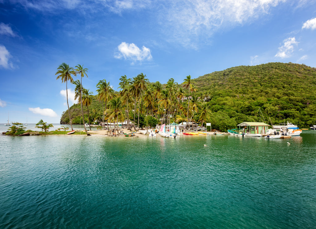 Marigot Bay, Saint Lucia, Caribbean. Marigot Bay is located on the west coast of the Caribbean island of St Lucia