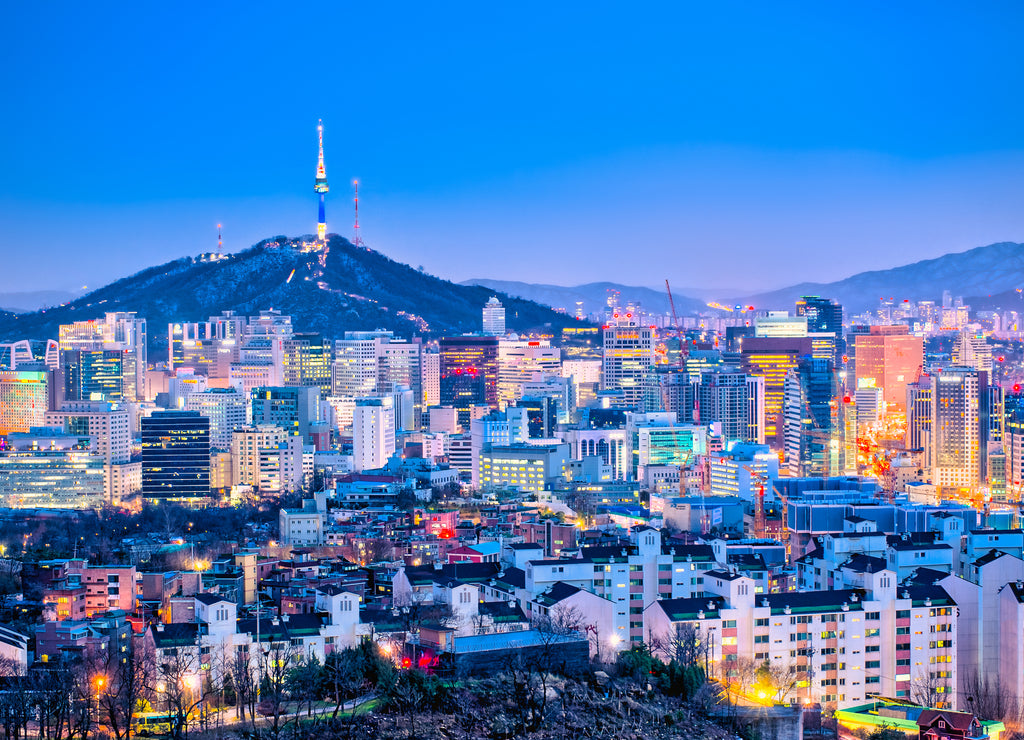 Seoul cityscape at twilight in South Korea