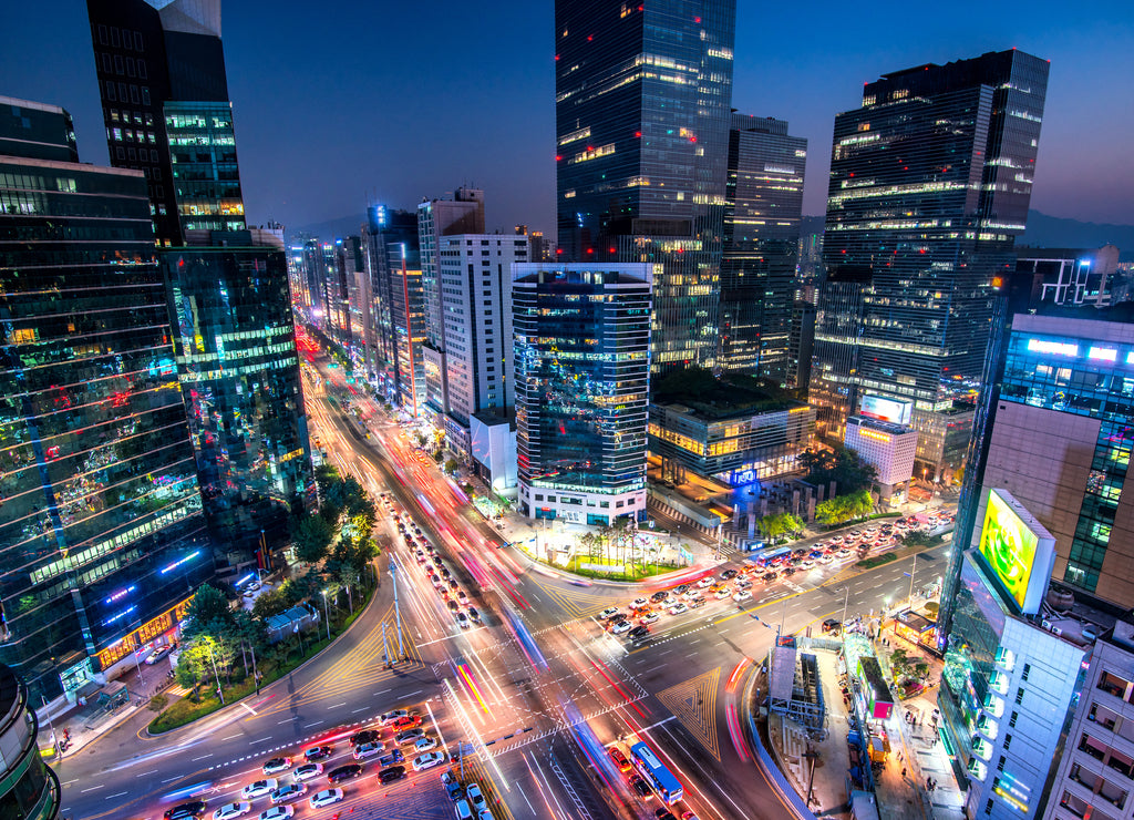 View of downtown at gangnam square in seoul city south Korea