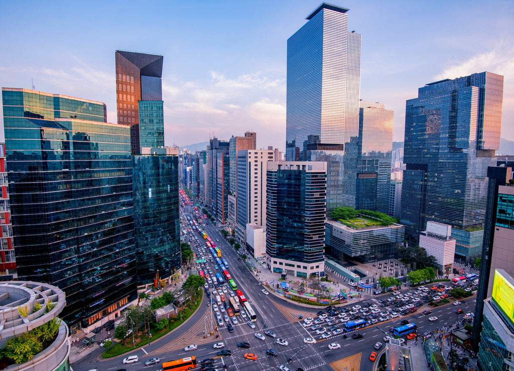 View of downtown at gangnam square in seoul city south Korea