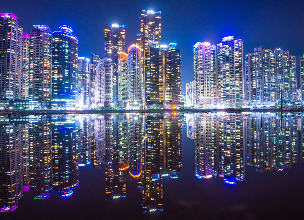 Busan city at night South Korea