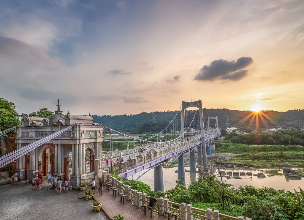 Daxi Bridge with sunset in Taoyuan City, Taiwan