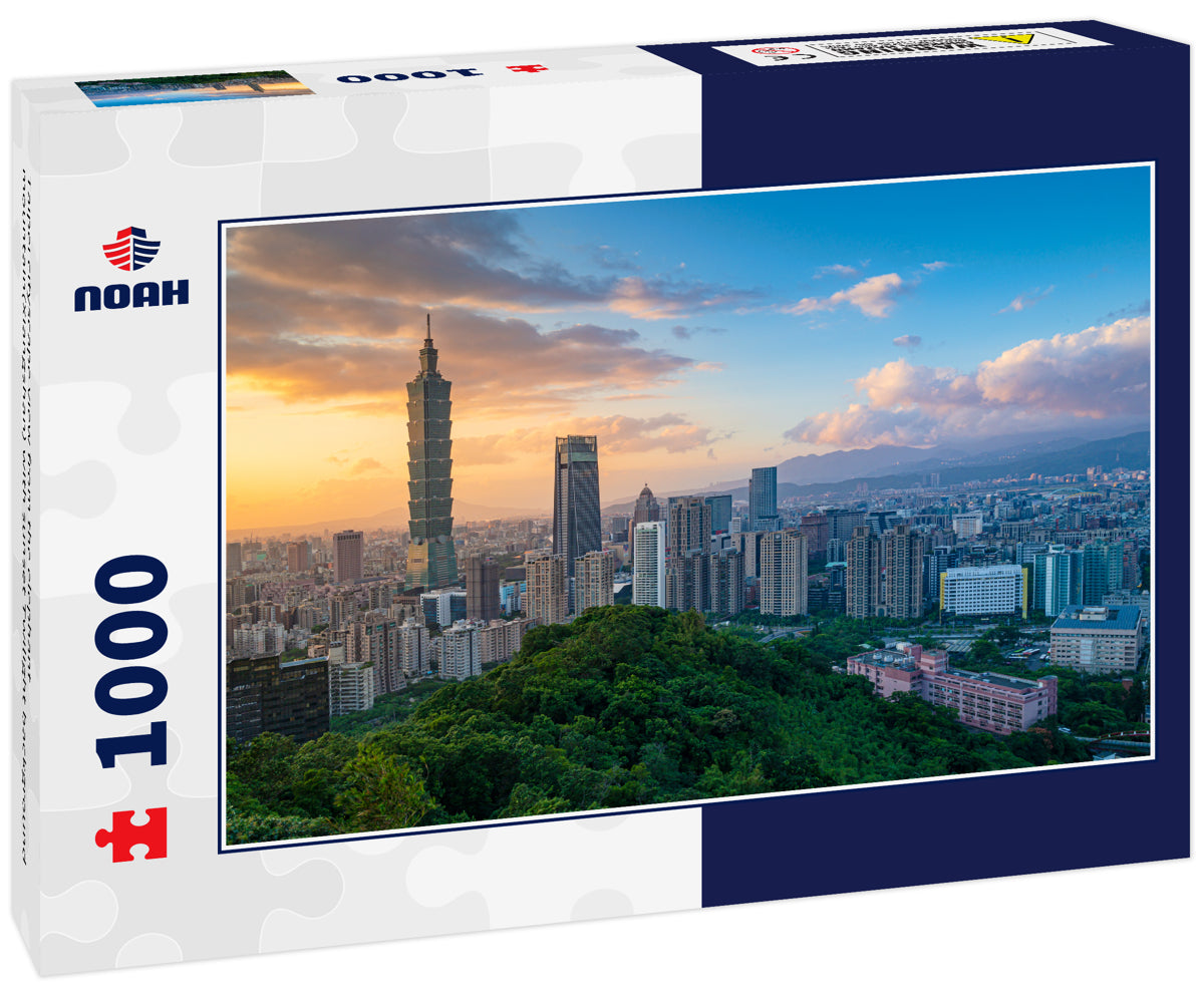 Taipei cityscape view from the elephant mountain(Xiangshan) with sunset Twilight background