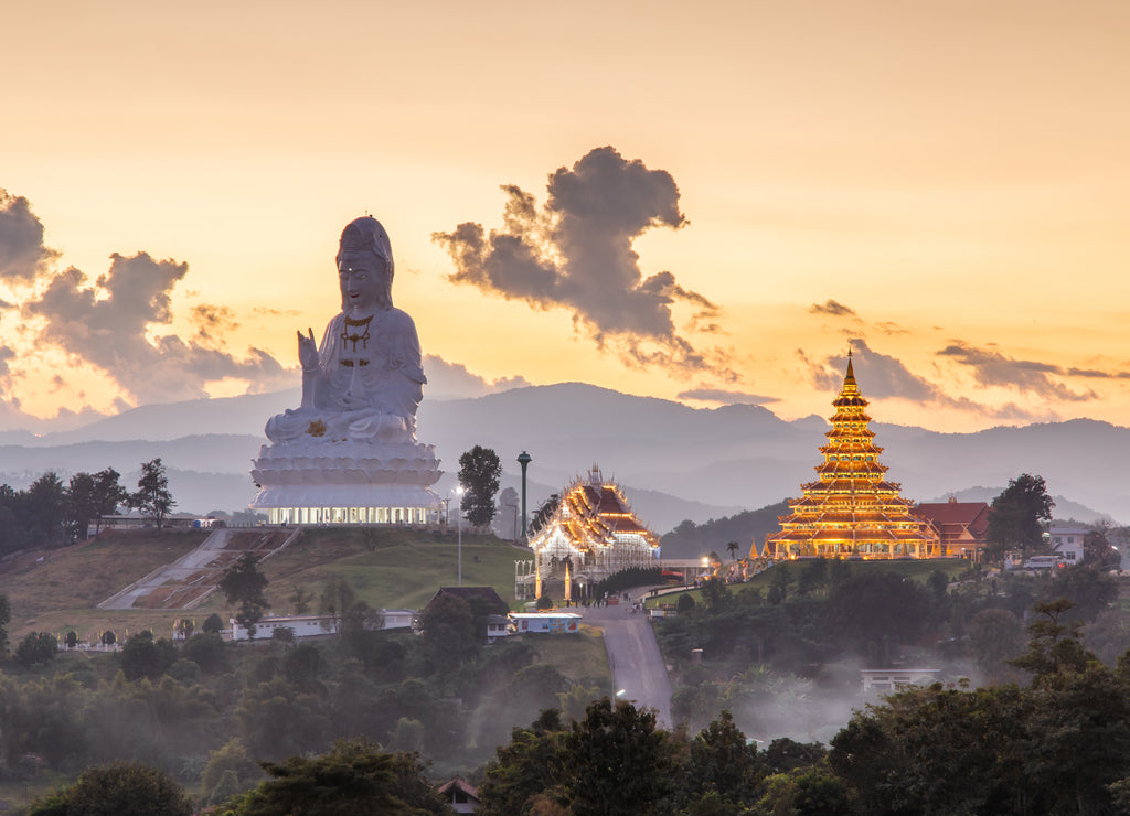 Wat Huay Pla Kang, Chinese temple in Chiang Rai Province, Beautiful design of temple in northern of Thailand