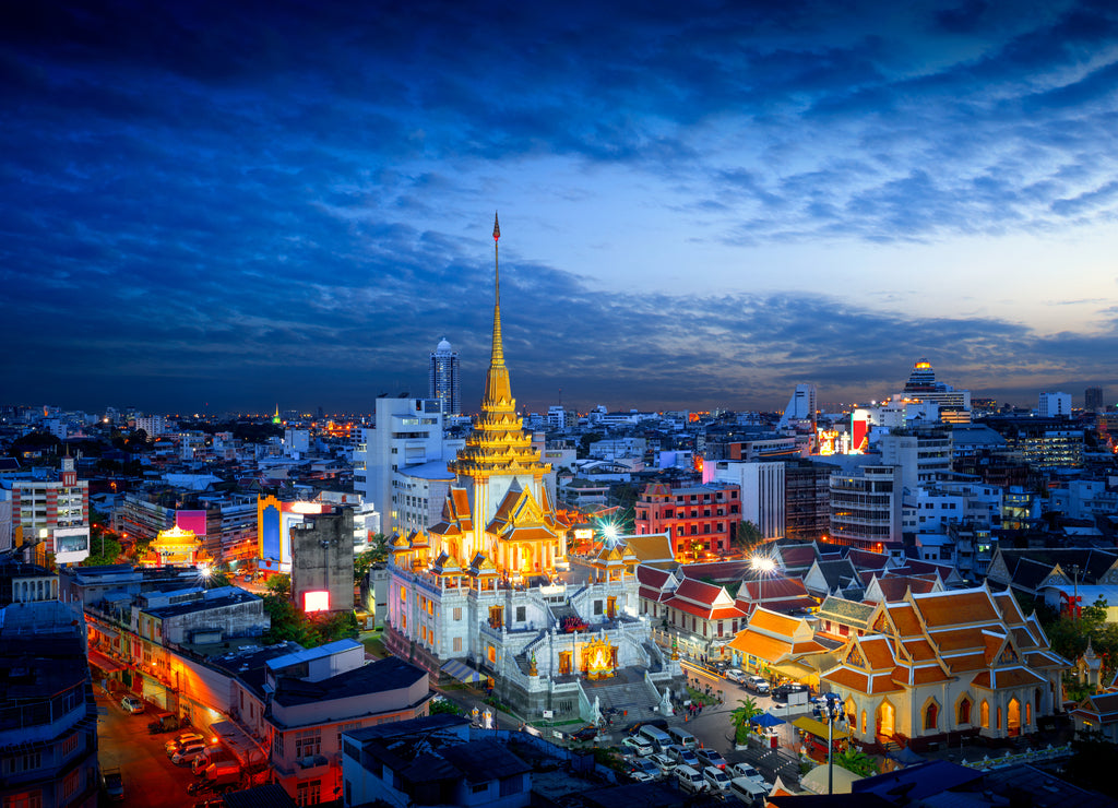 Wat Trimitr in chinatown or yaowarat area in Bangkok city, Thailand