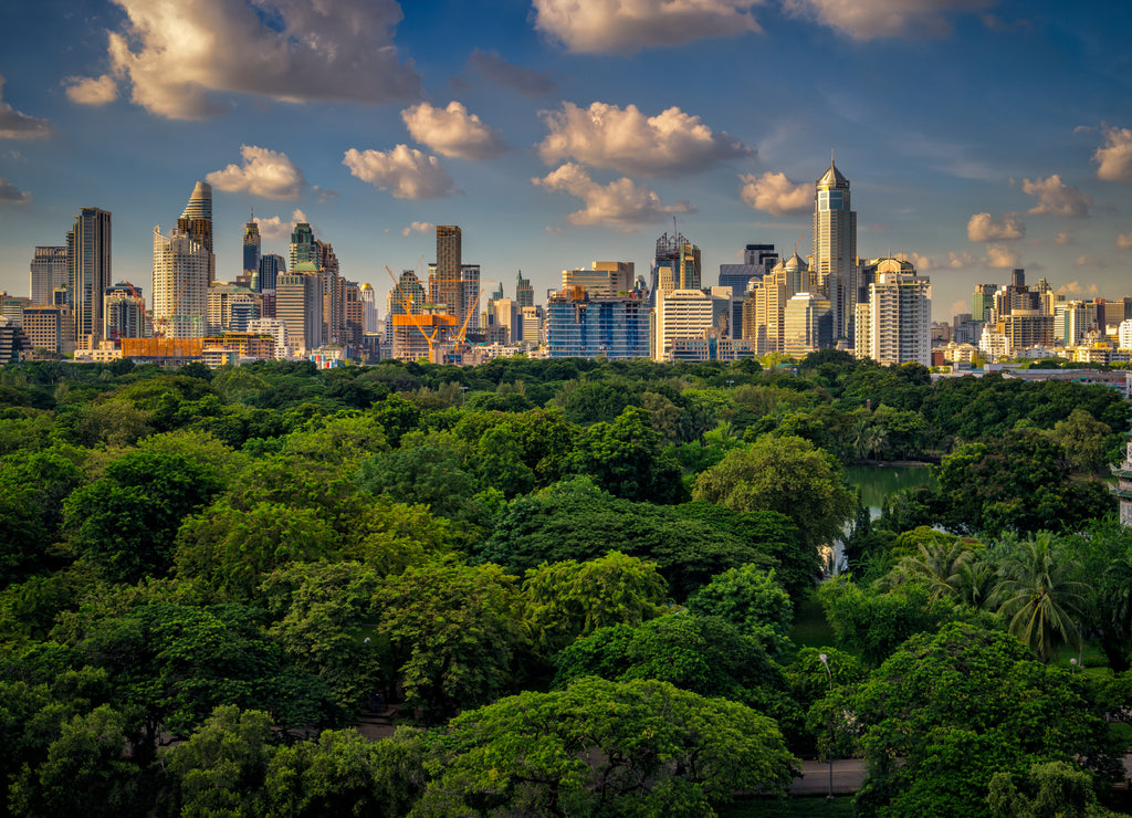 Sunset scence of Bangkok skyline Panorama